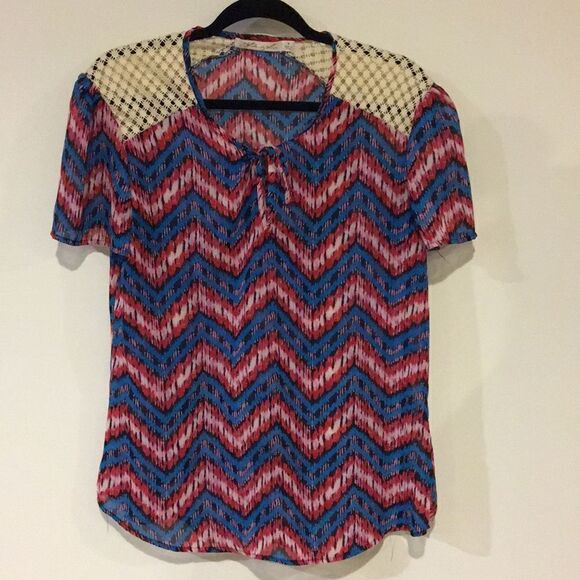 Liberty Love Open Weave Short Sleeve Top M - Picture 1 of 7